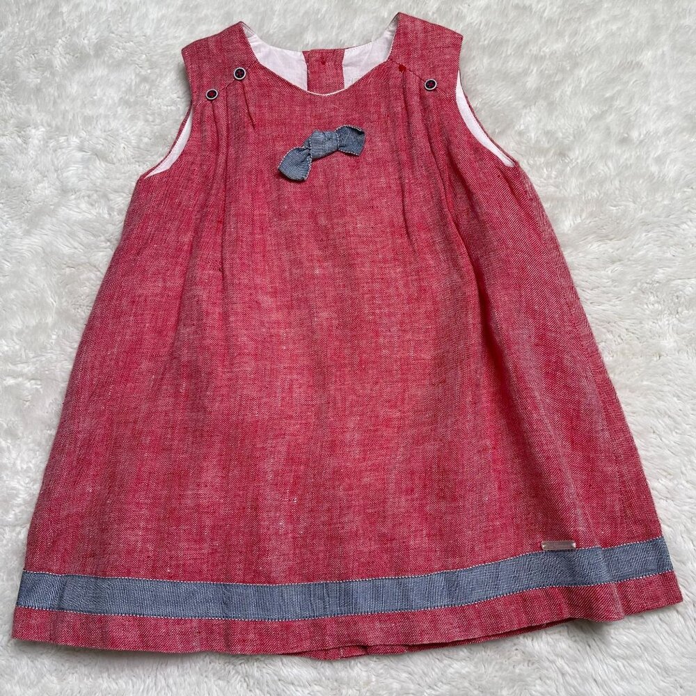 Pili Carrera Baby Girl's Red Grey Sleeveless Pleated A-Line Dress Size 3